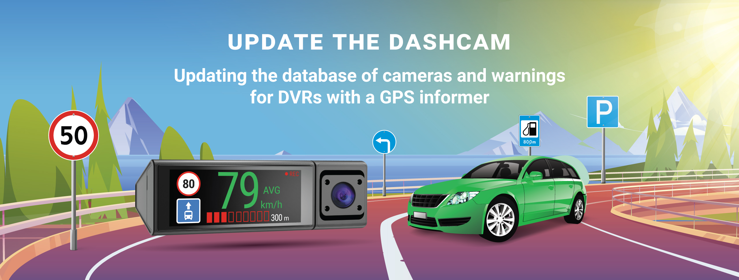 Updating the database of cameras and warnings for DVRs with a GPS informer