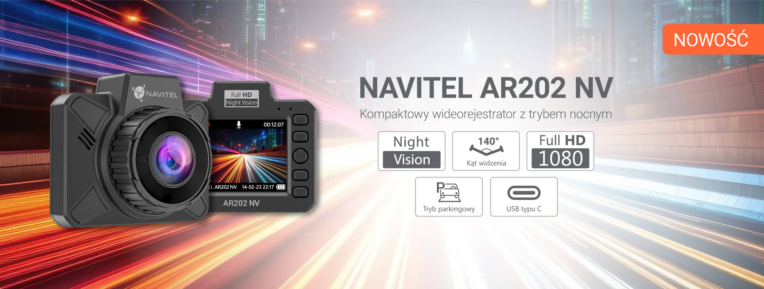 Wideorejestrator Navitel AR202 NV – nagrywanie Full HD, tryb Night Vision i 140° pole widzenia za 169,99 zł