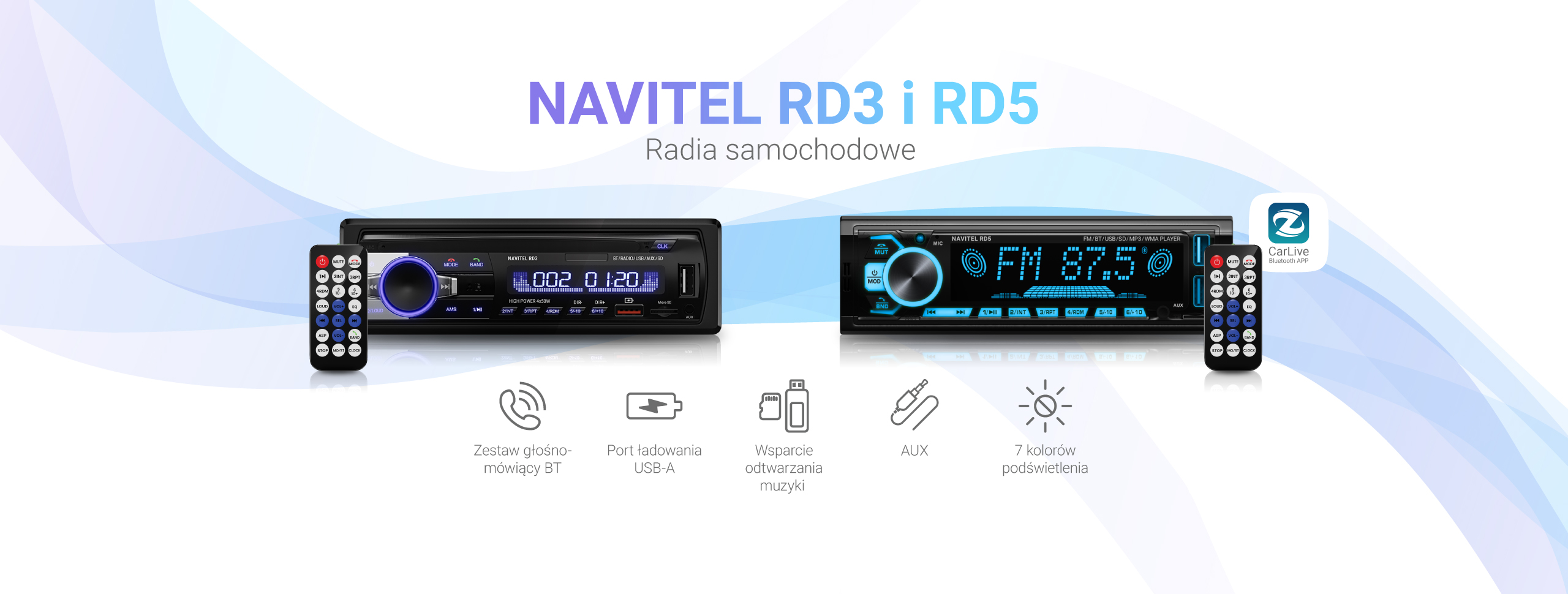 NAVITEL RD3 i RD5 – wielofunkcyjne radioodtwarzacze samochodowe z Bluetooth, zestawem głośnomówiącym i pilotem